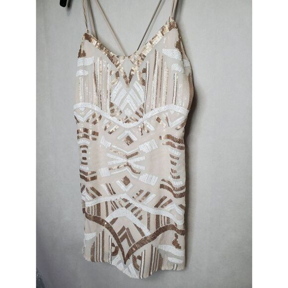 Show Me Your MuMu Revolve Criss Cross Applesauce Geometric Sequin Mini Dress - Picture 3 of 7